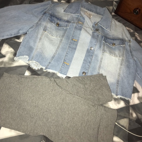 Crop Jean Jacket & Leggings - Picture 1 of 1